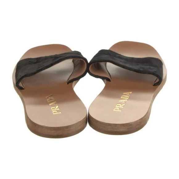 Prada Black Suede Slides Sandals - Size 7 - Picture 4 of 5